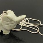 Sage Green Stone Elephant Pendant on 925 Silver Necklace Photo 6