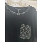 BCBGMAXAZRIA Women's Black Short Sleeve Studded Pocket Sweater Top Size Large Photo 6