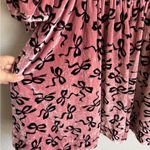 Maeve  by Anthropologie Pink Black Bow Velour A-Line Mini Dress Women XS Coquette Photo 3