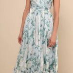 Lulus NWT  Soiree Perfection Light Blue Floral Ruffled Tiered Maxi Dress Size S Photo 0