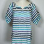 Talbots 100% Linen Split Neck Popover Top Rockport Stripe Women’s Size XS Photo 1