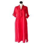 NWT Francesca Bettini Made In Italy Shirt Dress Red Linen Blend Size M Photo 1