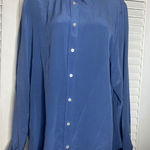 Everlane Silk Button Down Shirt Blue Long Sleeve Classic Fit Women's 16 Photo 0