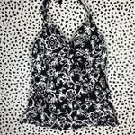 Lands' End Black White Gray Floral Ruched Halter Swim Tankini Top Size 16 Photo 8