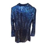 Free People NWT Sophie Sequin Mini Dress Navy Blue Longsleeve Button Up Dress S Photo 5