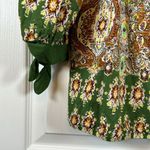 Fig and Flower Brown Green Long Sleeve Button V Photo 2