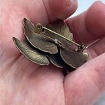 Vintage enameled layered leaf brooch. Green Photo 5