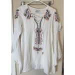 Lulus DRESS my bell-loved ivory embroidered Mini dress Tunic Lace Up Neckline S Photo 1