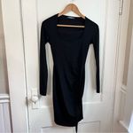 Missguided Dress Black Bodycon Mini Dress Ruched Size 4 Photo 3