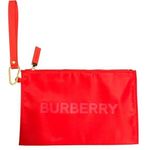 Burberry NEW Red Orange Satin Nylon Wristlet Pouch Photo 0