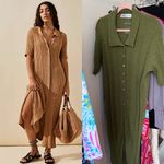 Free People NEW riding waves maxi knit sweater dress in olive green Photo 1