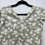 Angels Linen Blend Floral Top Womens Small Breathable Beachy Chic Cottagecore Green Photo 5