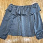 CARAMELA Cropped Blouse Top Women's Small Gray Long Sleeve Ruffled Hipster B76 Photo 0