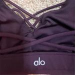 Alo Yoga Interlace Eggplant Women's Size Small Bra Burgundy Light Support Yoga Purple Photo 3