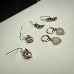 Dangle Drop Pierced Earrings Lot Of 3 Bead, Stone, Rhinestone Mix Photo 8