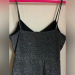 Topshop Charcoal Silver Glitter Metallic Ruched Front Ruffled Mini Party Dress M Photo 5