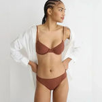 J.Crew Wide rib french bikini top in Appalachian Brown Bra Size 38C NWT Photo 1