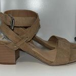Penny Loves Kenny Strappy Wrap Ankle Open Toe Heels Tan Microfiber Women’s 8 Photo 0