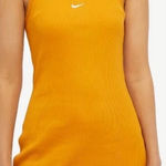 Nike  Ribbed Tight Fit Orange Spaghetti Strap Dress Photo 0