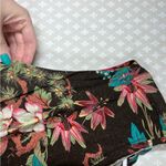 Anthropologie Brown Floral Tropical Linen Blend Tie Front Top Photo 2