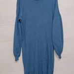 The Drop Women's Small Wool Blend Blue Ribbed Puff Sleeve Sweater Dress Photo 0