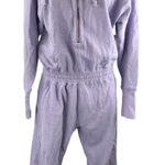 Free People NEW Purple Hooded Zip Up Long Sleeve Joggers Romper Jumpsuit Size M Photo 0