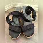 Stuart Weitzman Black and Tan Wedge Shoes 8 1/2 Photo 4