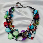 Premier Designs Early 2000's Signed Spectrum Multi Strand Stone Beaded Necklace Photo 0