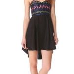 Parker  Cleo Dress S Silk Linen Embroidered Geometric Bodice Halter Black Pink Photo 2