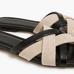 J.Crew  Factory Mixed crisscross slide sandals in Black Natural Mixed Photo 0