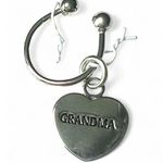 New "Grandma" Silver Tone Embossed Key Ring Chain Heart Photo 0