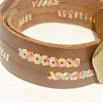 Lucky Brand  Size Large Brown Embossed Leather Belt Solid Brass Buckle Photo 1