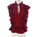 Zadig & Voltaire  Tibo Print Leo Ruffle Leopard Cheetah Top red XS Photo 3