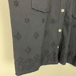Made In Italy Jacket Topper Womens Large Black Eyelet Button Up Frayed Trim Edgy Photo 5