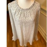 Carolina belle  White Black Dots Ruffle Neck Blouse Plus 2X Photo 1