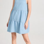 Z Supply  Daniela Blue Chambray Square Neck Strap Tiered Denim Jeans Dress Photo 0