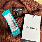 En Saison NWT Karalie Chunky Knit Cap Sleeve Sweater XS Brown Shoulder Pads Chic Photo 3
