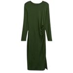 Banana Republic NWT Womens Luxespun side ruched Green Knit Midi Dress Large Photo 1