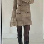 TheOpen Product Pointelle Crochet Knit Wide Sleeve Sweater in Beige Size 1 $175 Photo 3