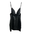 Pretty Garbage Dress Womens Small Black Faux Leather Mini Spaghetti Strap Bow Photo 6