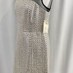 Shoshanna New  Metallic Foil Herringbone Tweed Sheer Yoke Sleeveless Dress Photo 12
