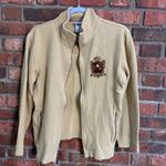 Disney Walt  World womens embroidered crest zip up cardigan jacket yellow medium Photo 1