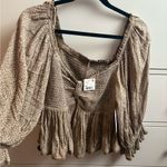 Free People  Women’s Brittnee Printed Crop Top Tropical Nut Sz Medium New Photo 1