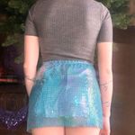 Sequin Slit Mini Skirt Blue Photo 1