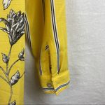 Anthropologie  Fig & Flower Yellow Stripe Floral Convertible Sleeve Button Top M Photo 3