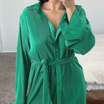 Emerald green ribbed flowy dress Size L Photo 0