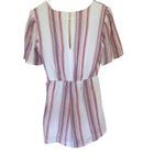 Harper  Heritage faux wrap Striped White Linen blend Romper size small Photo 6