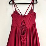 La Femme 29033 Faux Wrap Top Lace Up Back Satin Gown Photo 6