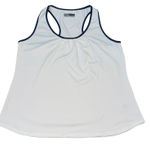 Lija Womens White Athletic Tank Top‎ Navy Trim Sleeveless Activewear Size Large Photo 0