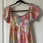 O'Neill Smocked Midi Dress Floral Print Puff Sleeve Tie Front XS Photo 4
